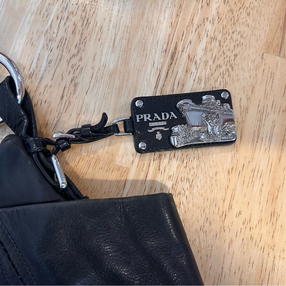 Authentic Prada black with silver accents leather Hobo bag with side pockets - Picture 6 of 16